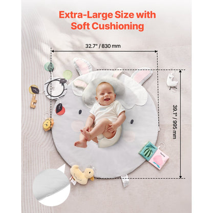 VEVOR Baby Play Gym Mat Tummy Time Activity Mat with 5 Sensory Toy 39.1" x 32.7"