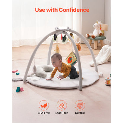 VEVOR Baby Play Gym Mat Tummy Time Activity Mat with 5 Sensory Toy 39.1" x 32.7"