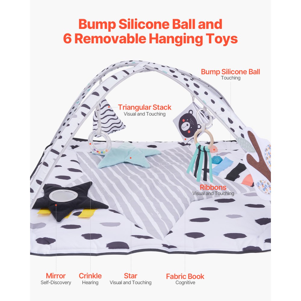 Buy Baby Play Gym Mat Tummy Time Activity Mat With 6 Sensory Toy 34 4 X 34 4 – Hamro Appliances