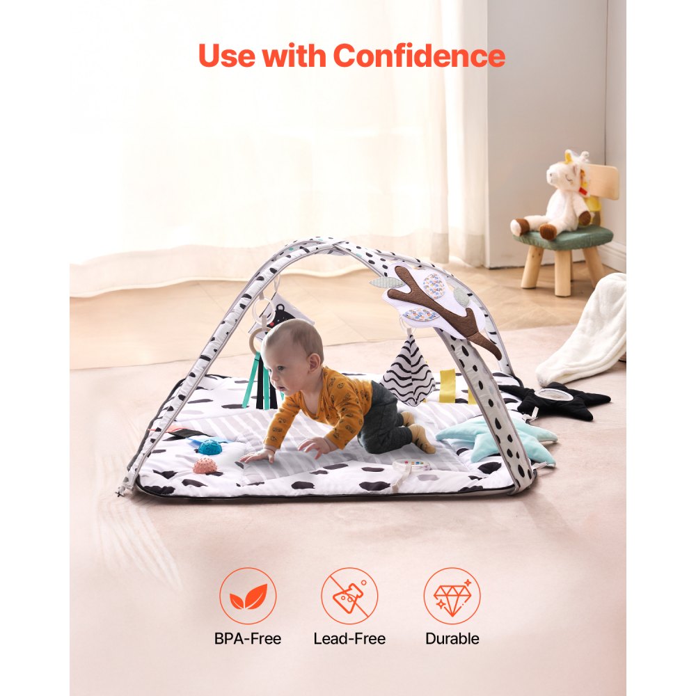 Buy Baby Play Gym Mat Tummy Time Activity Mat With 6 Sensory Toy 34 4 X 34 4 – Hamro Appliances