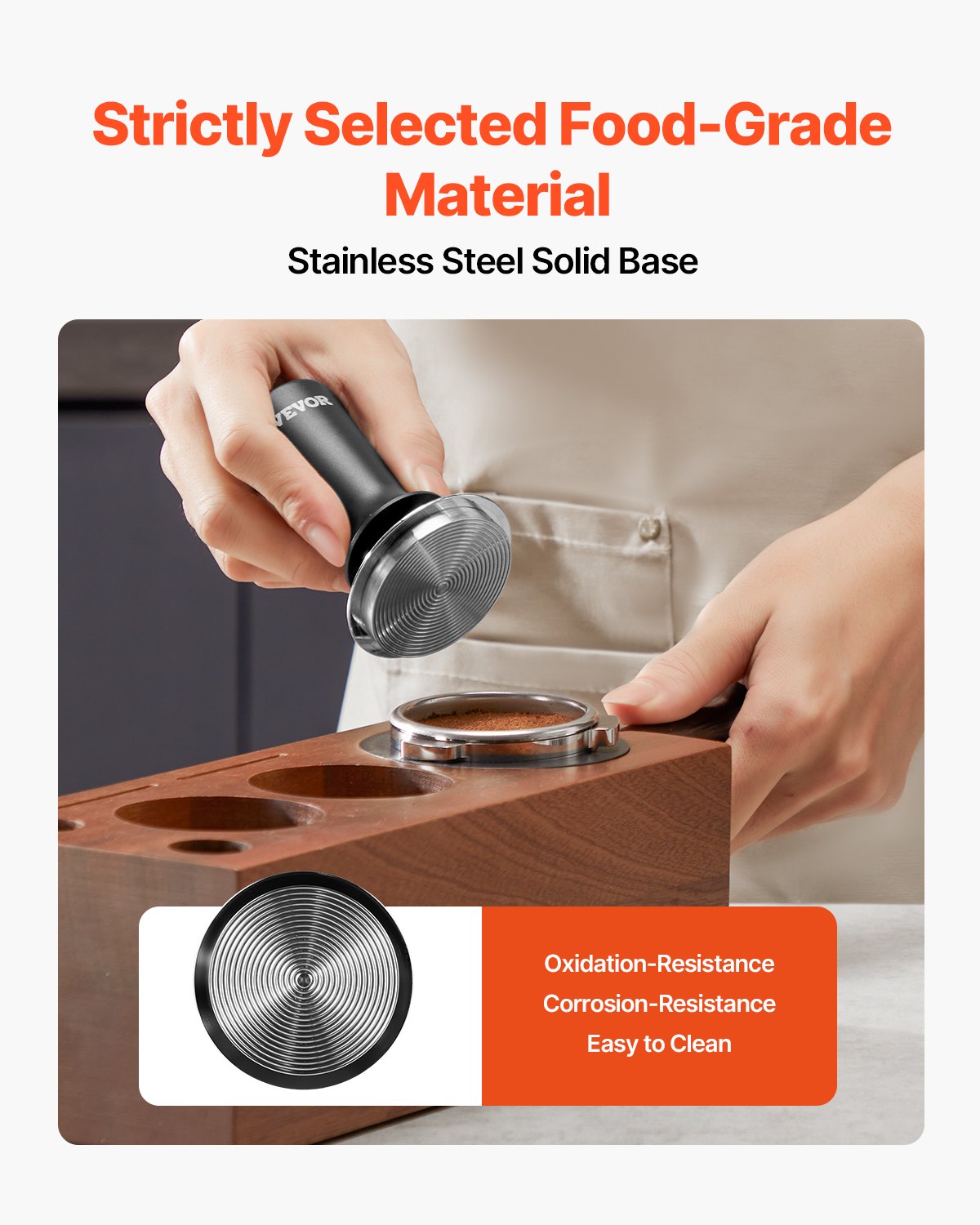 Stainless Steel Espresso Tamper with Spring, 53mm, Ergonomic & Non-Slip Grip