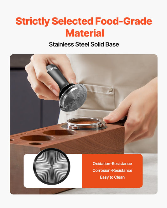 Stainless Steel Espresso Tamper with Spring, 53mm, Ergonomic & Non-Slip Grip