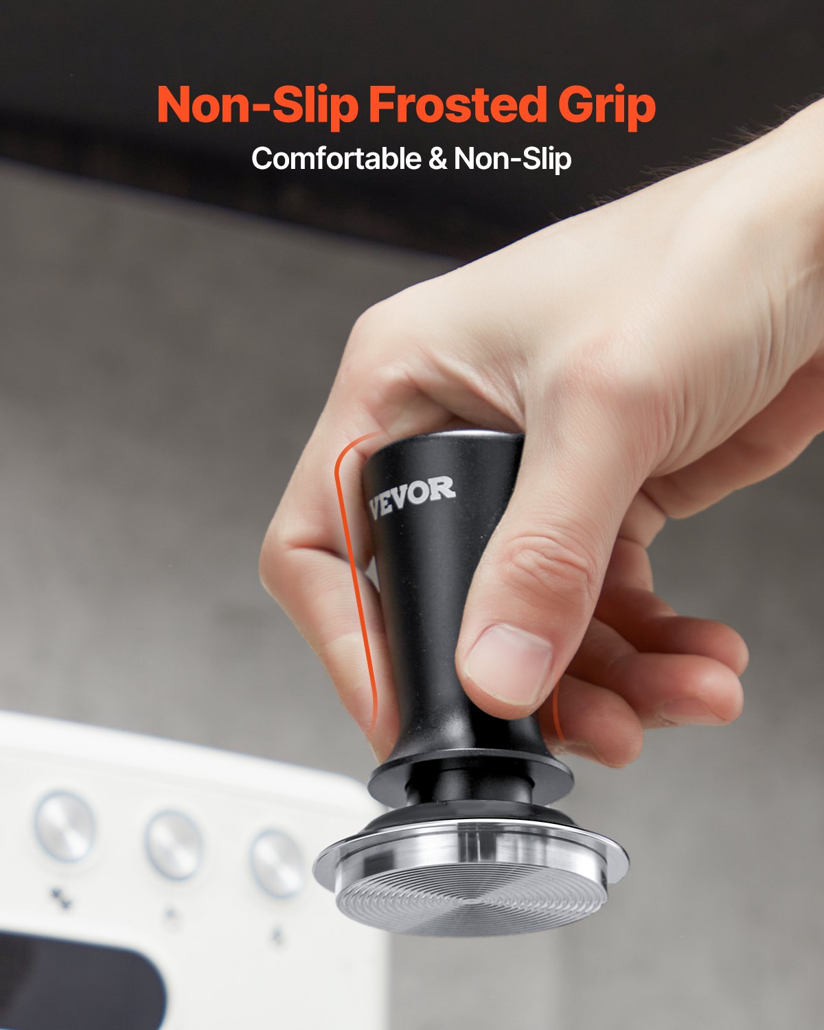 Stainless Steel Espresso Tamper with Spring, 53mm, Ergonomic & Non-Slip Grip