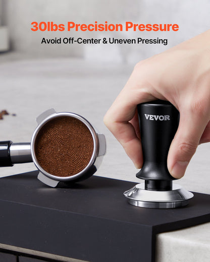 Espresso Tamper 58mm, Spring Loaded Coffee Tamper, 30 lbs Tamper Tool Espresso, Stainless Tamper with Non-Slip Grip