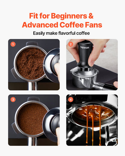Espresso Tamper 58mm, Spring Loaded Coffee Tamper, 30 lbs Tamper Tool Espresso, Stainless Tamper with Non-Slip Grip