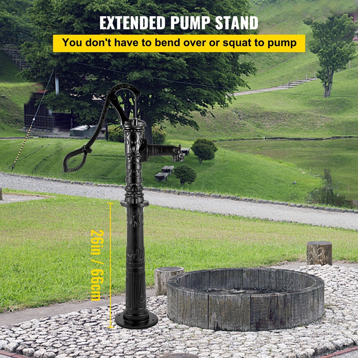 Rustic Cast Iron Hand Water Pump with Stand for Garden and Farm Irrigation