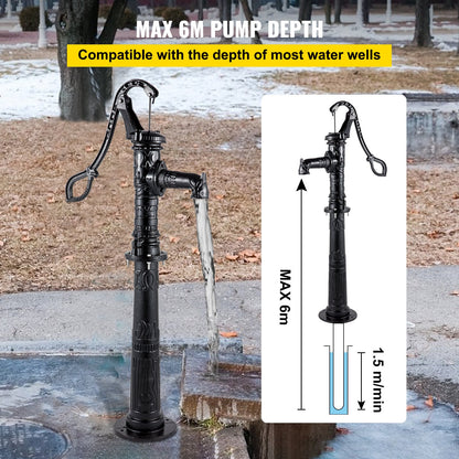 VEVOR Hand Water Pump w/ Stand, 15.7 x 9.4 x 53.1 inch Pitcher Pump & 26 inch Pump