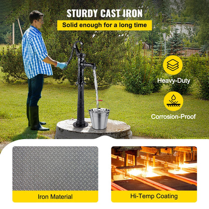 Rustic Cast Iron Hand Water Pump with Stand for Garden and Farm Irrigation