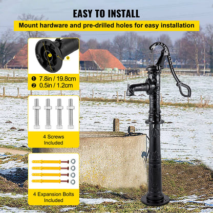 VEVOR Hand Water Pump w/ Stand, 15.7 x 9.4 x 53.1 inch Pitcher Pump & 26 inch Pump