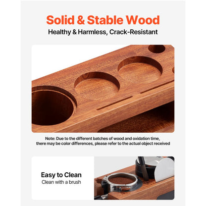 VEVOR Wooden Espresso Tamping Station 51-58 mm Station with Detachable Slot