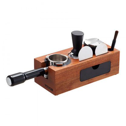 VEVOR Wooden Espresso Tamping Station 51-58 mm Station with Detachable Slot