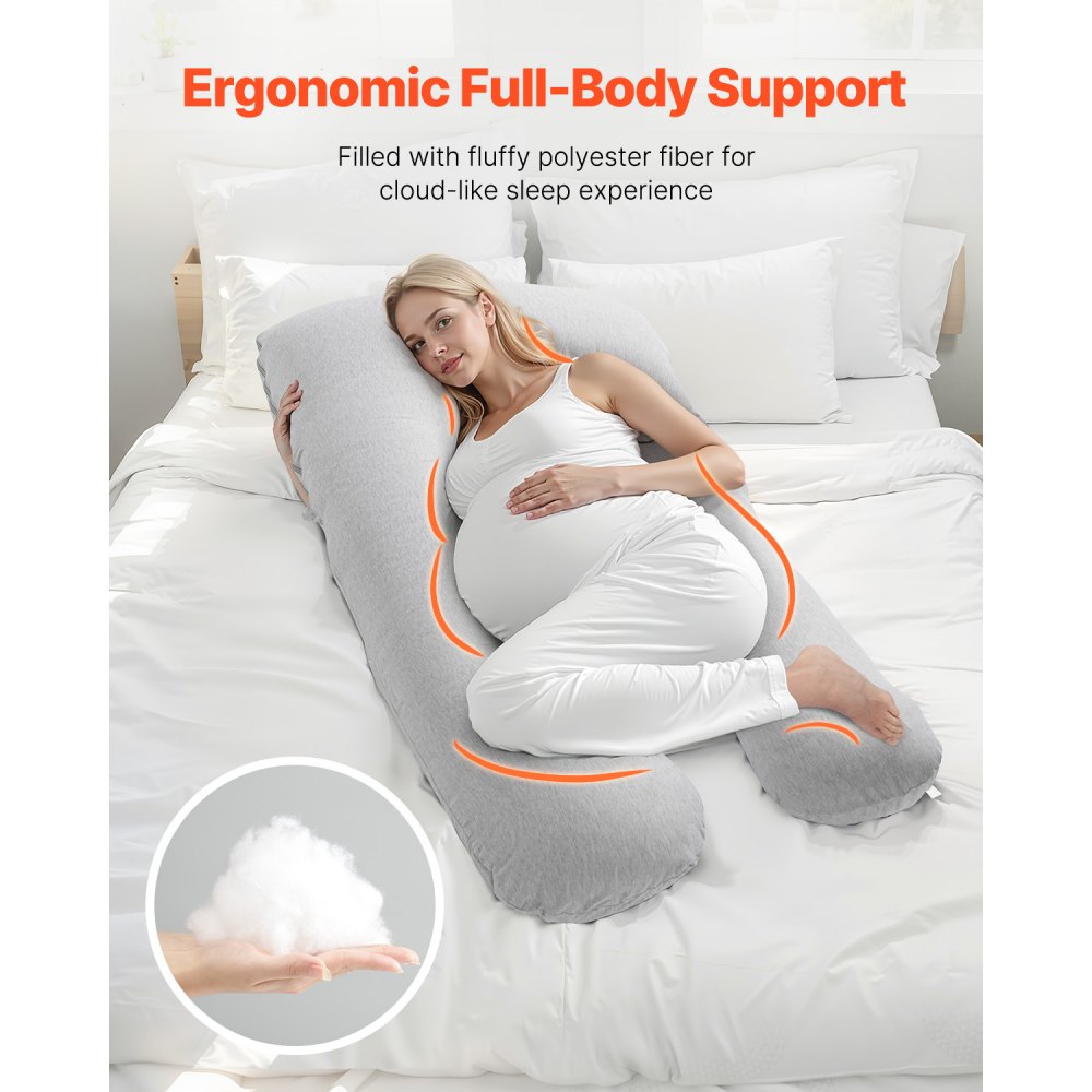 VEVOR Pregnancy Pillow U-Shaped Full Body Maternity Pillow Soft and Breathable