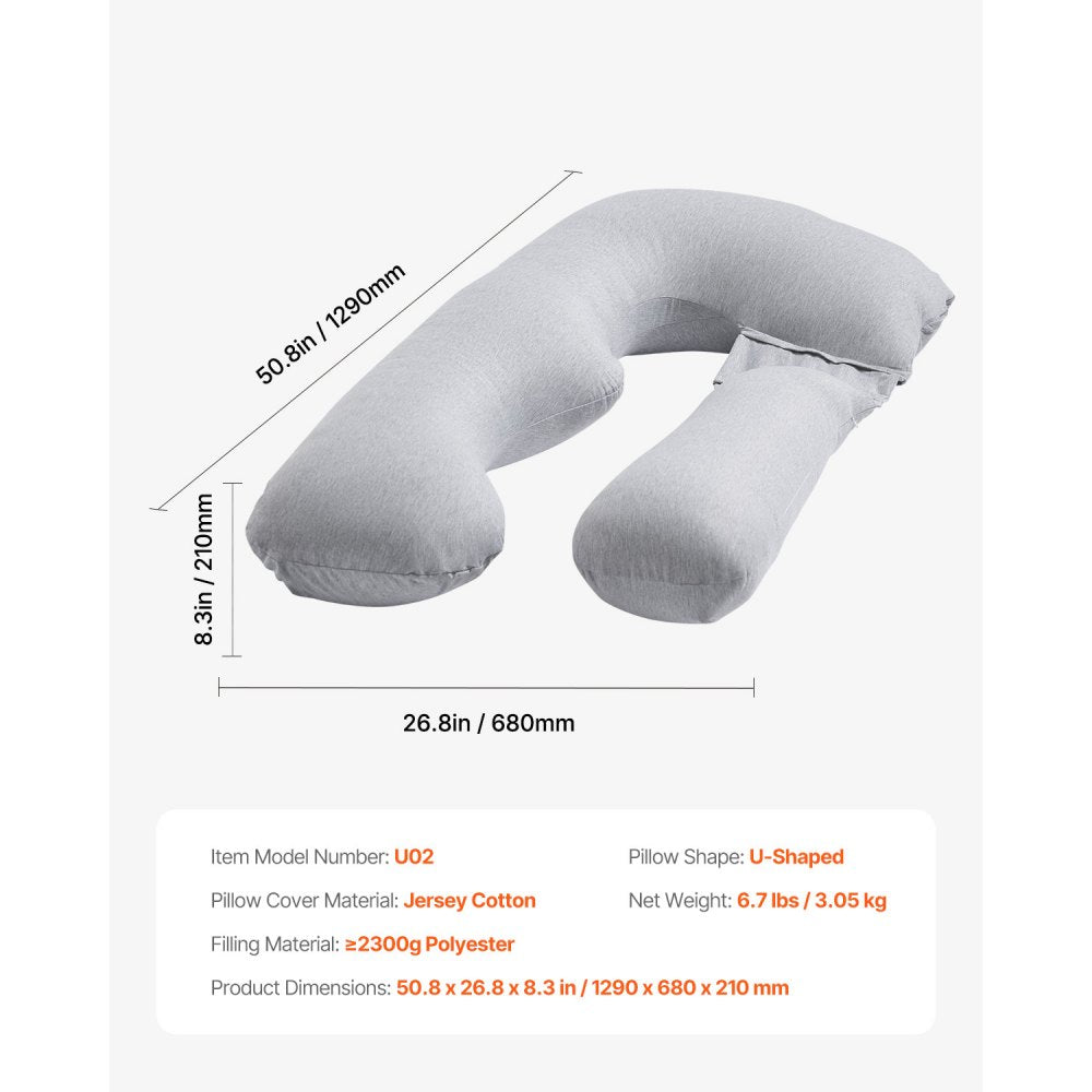 VEVOR Pregnancy Pillow U-Shaped Full Body Maternity Pillow Soft and Breathable