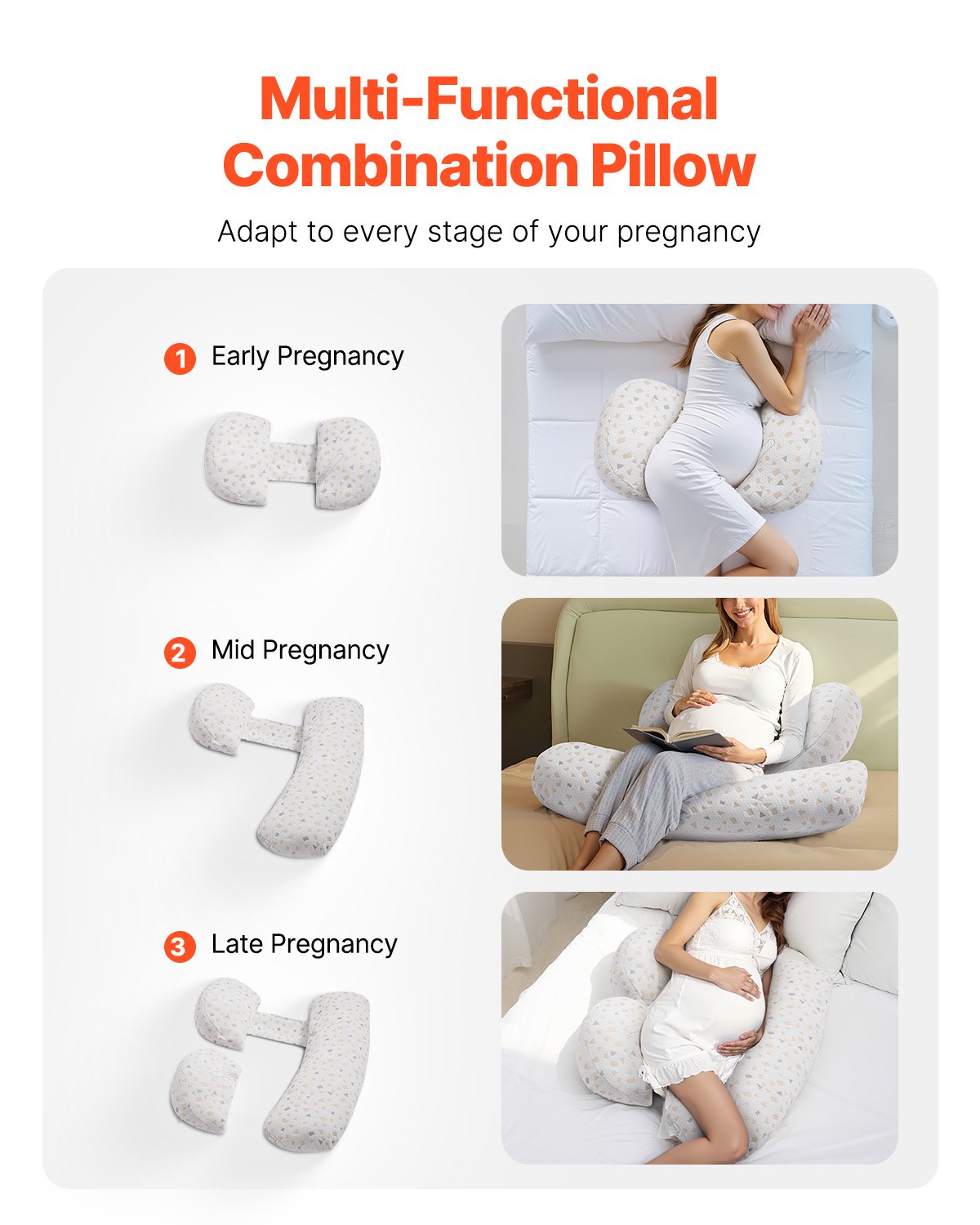 VEVOR Pregnancy Pillows Adjustable & Soft Maternity Pillow for Pregnant Women