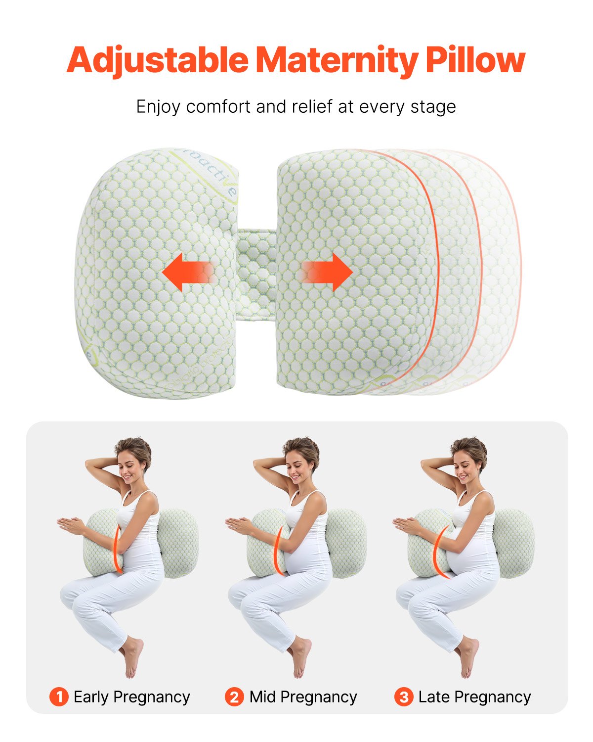 VEVOR Pregnancy Wedge Pillow W Shape Pregnant Maternity Pillow Soft & Breathable