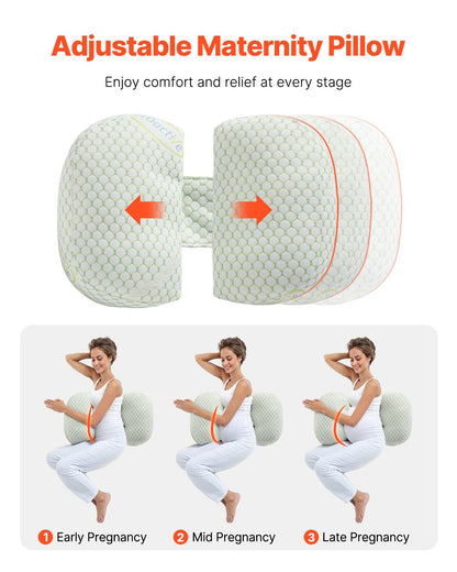 VEVOR Pregnancy Wedge Pillow W Shape Pregnant Maternity Pillow Soft & Breathable