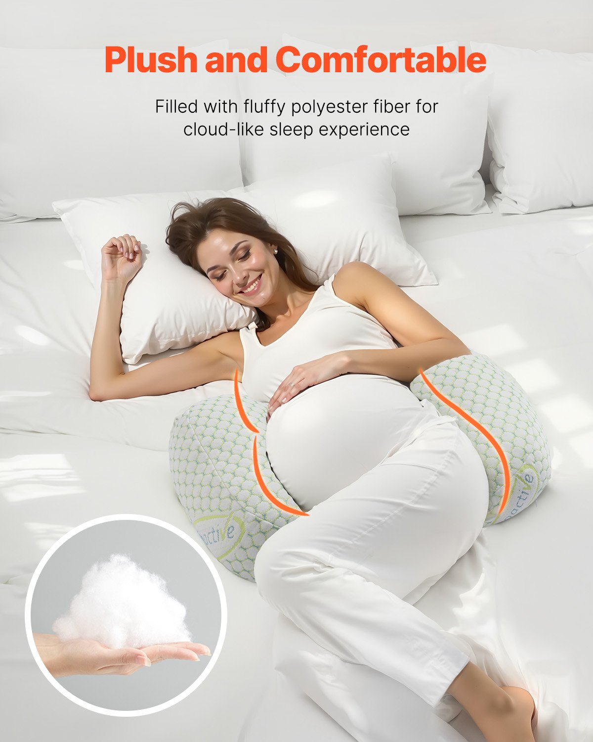 VEVOR Pregnancy Wedge Pillow W Shape Pregnant Maternity Pillow Soft & Breathable