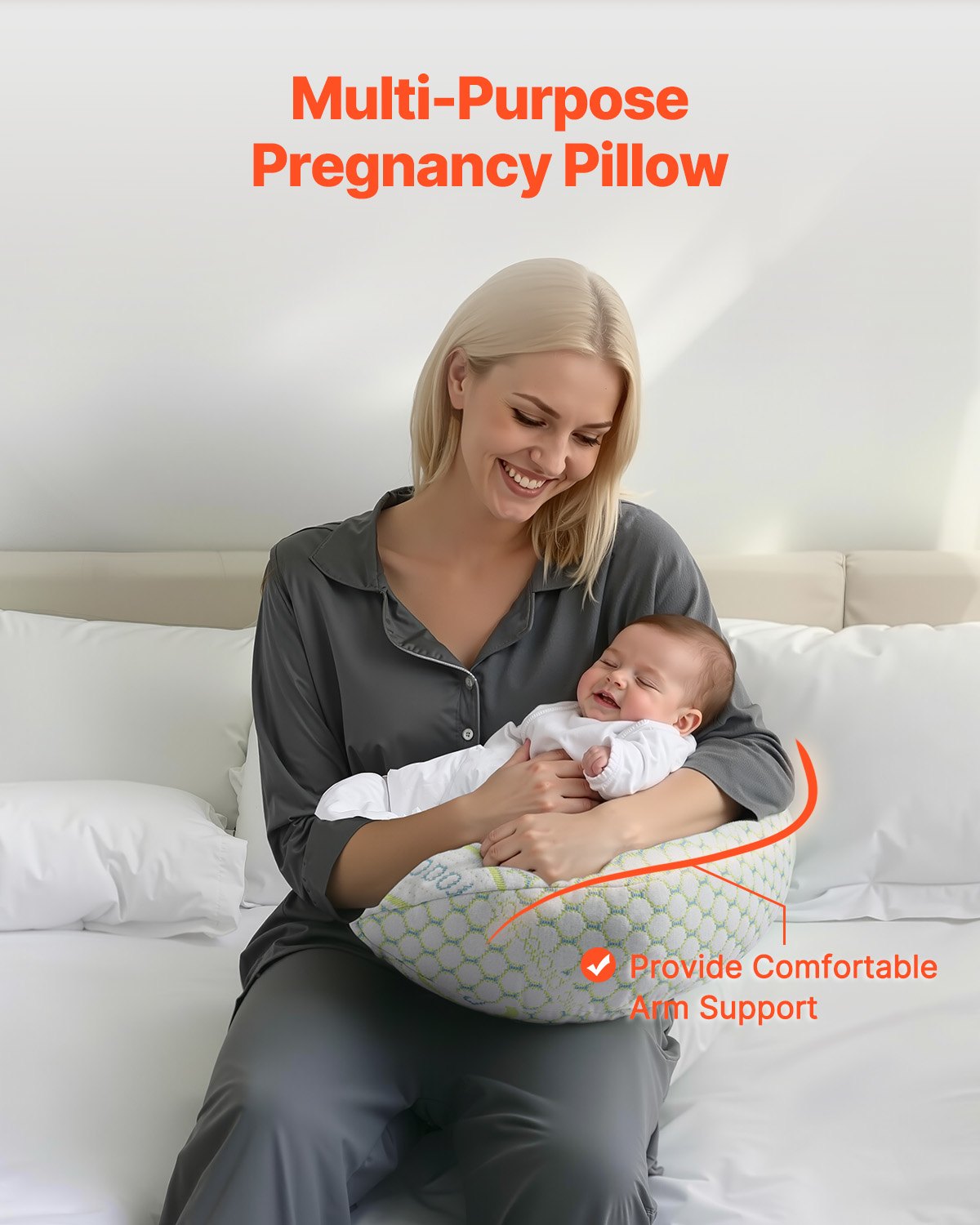 VEVOR Pregnancy Wedge Pillow W Shape Pregnant Maternity Pillow Soft & Breathable