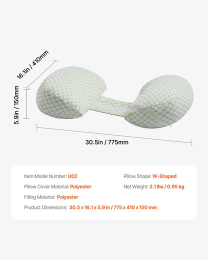VEVOR Pregnancy Wedge Pillow W Shape Pregnant Maternity Pillow Soft & Breathable