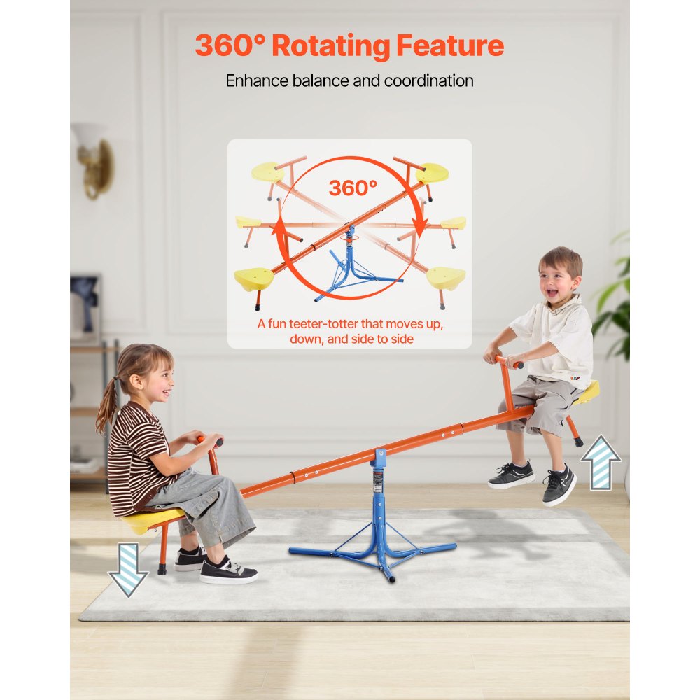 Kids Seesaw 45.4 kg Capacity 360 Degrees Rotating Teeter Totter Aged 3+