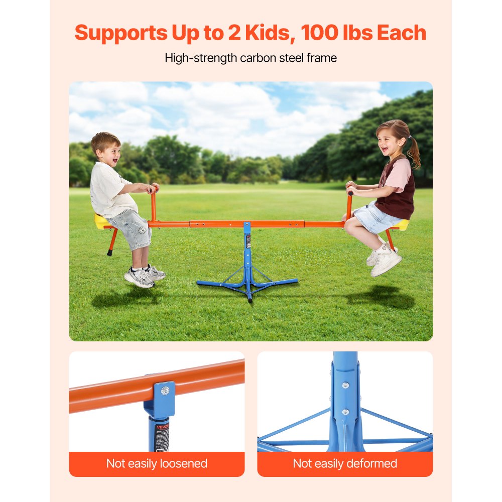 Kids Seesaw 45.4 kg Capacity 360 Degrees Rotating Teeter Totter Aged 3+