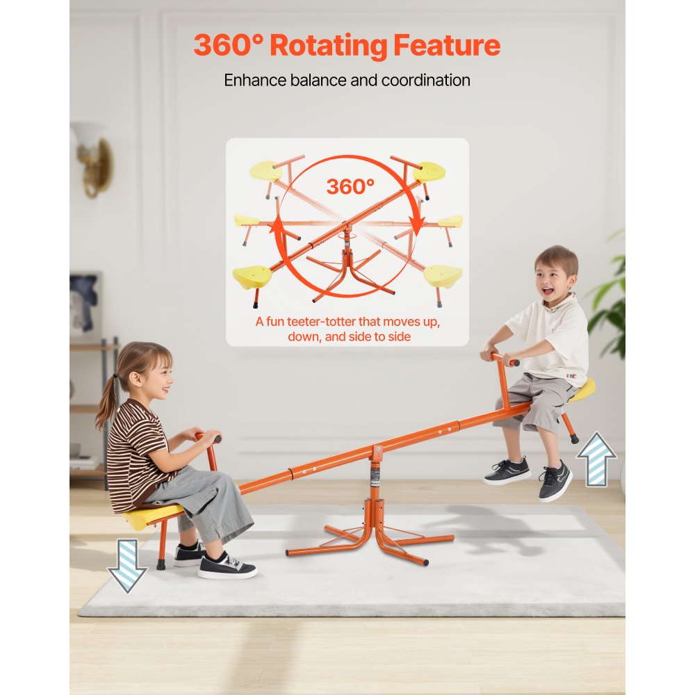 Kids Seesaw 45.4 kg Capacity Swiveling 360 Degrees Rotating Teeter Totter