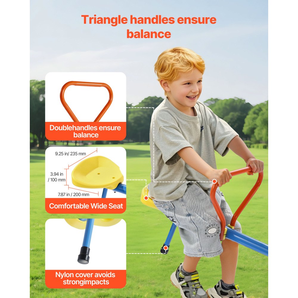 VEVOR 2-4 Kids Seesaw 49.9 kg Capacity 360 Degrees Rotating Teeter Totter Age 3+