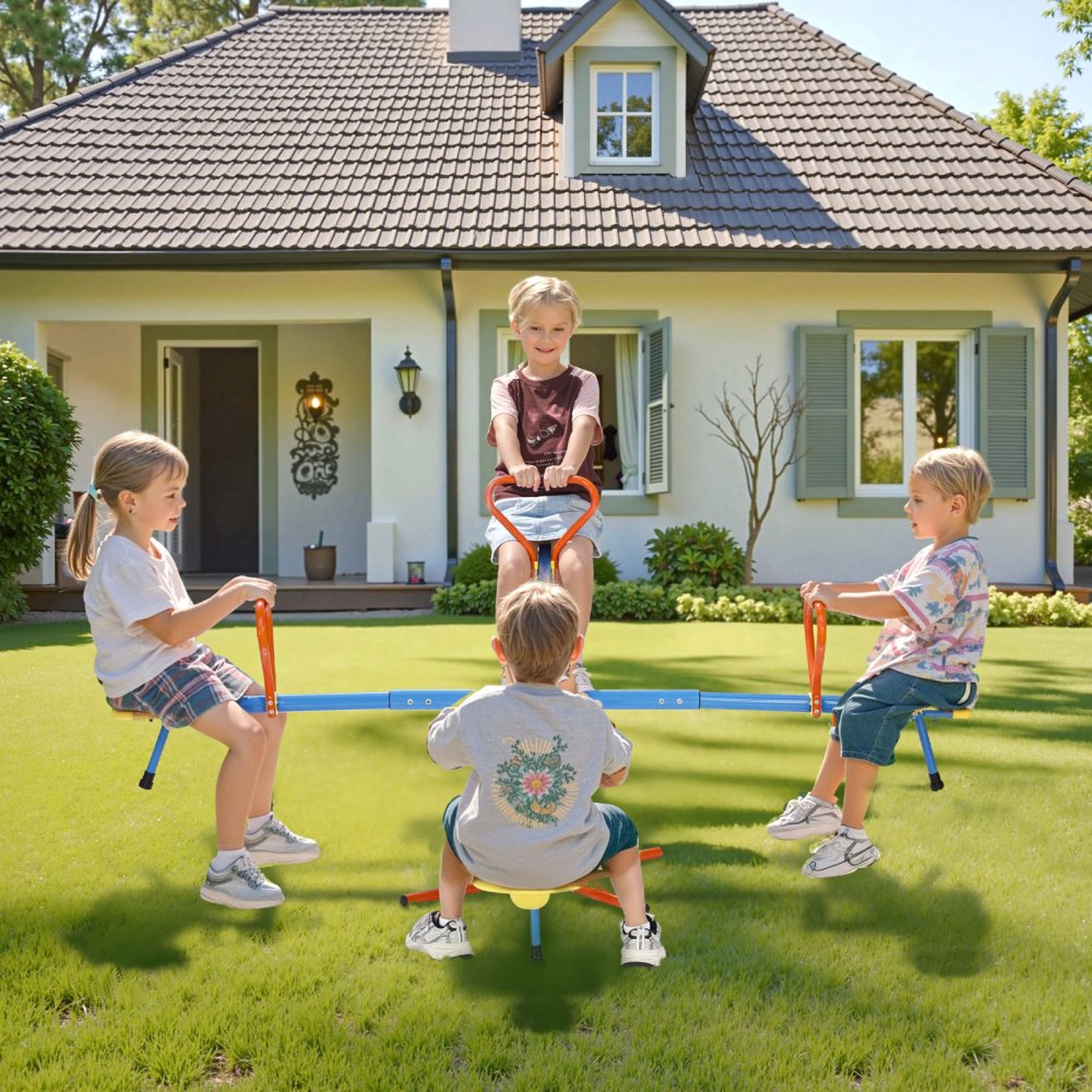 VEVOR 2-4 Kids Seesaw 49.9 kg Capacity 360 Degrees Rotating Teeter Totter Age 3+