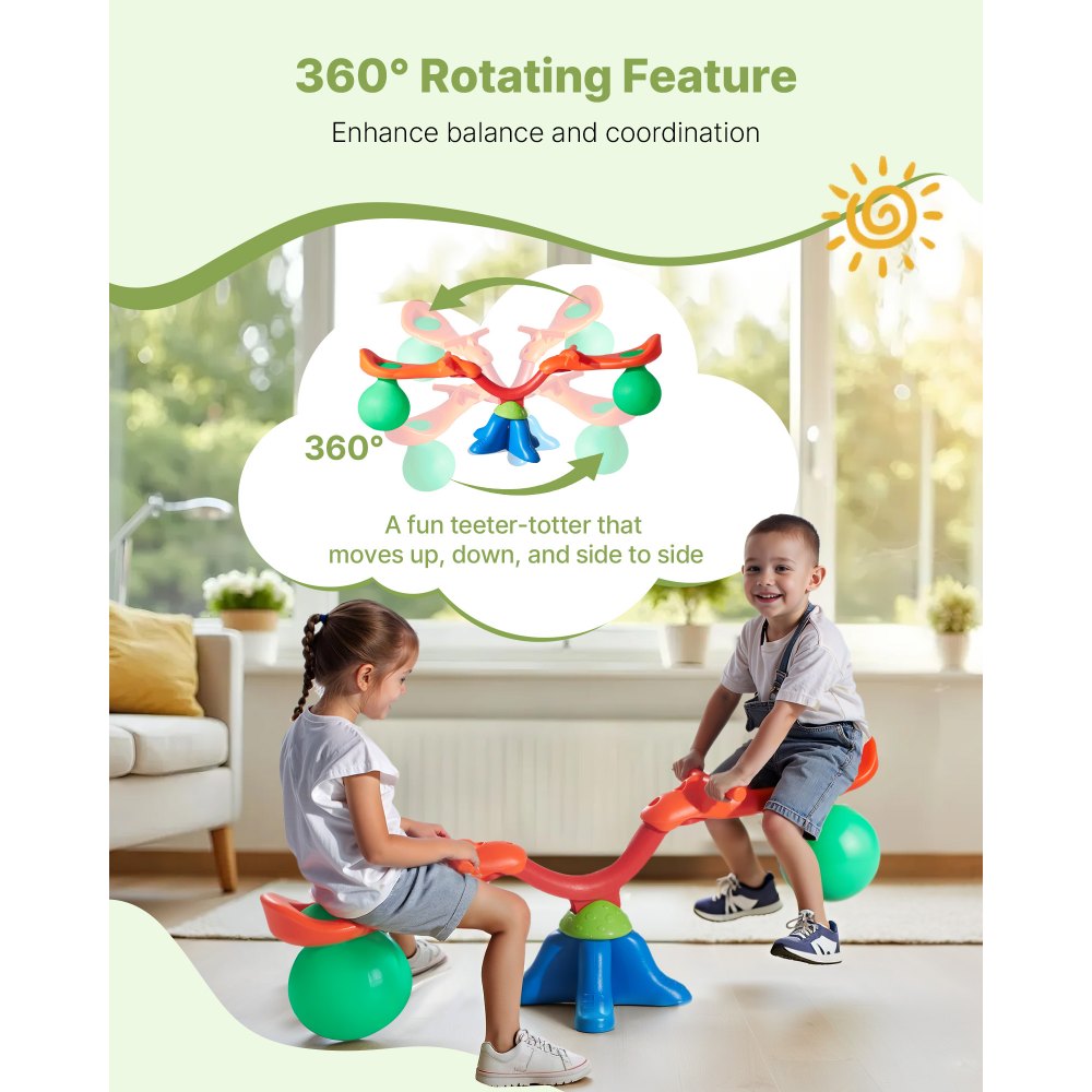 VEVOR Kids Seesaw 24.95 kg Capacity 360 Degrees Rotating Teeter Totter Aged 3+
