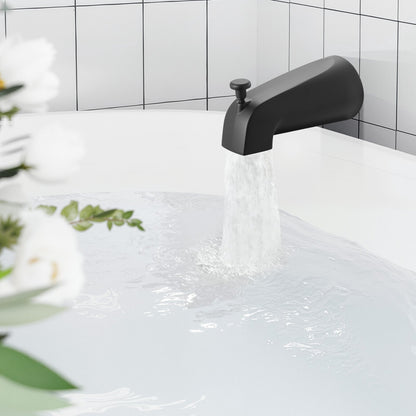 Tub and Shower Faucet Set, 127 mm Rainfall Shower Head and Bathtub Spout, Complete Single-Handle Tub Trim Kit with Brass Pressure Balancing Valve, 8-Setting Adjustable Spray Modes, Matte Black