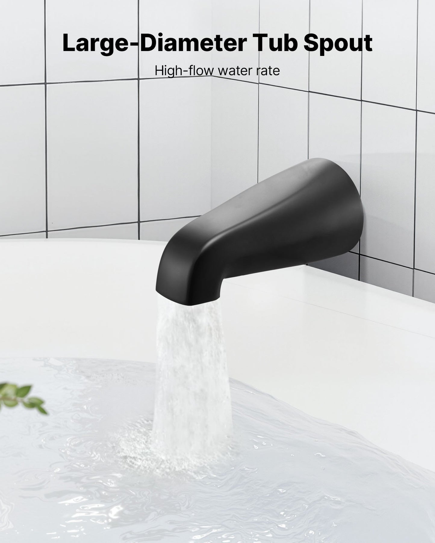 Tub and Shower Faucet Set, Complete with 153 mm Rainfall Shower Head and Bathtub Spout, Single-Spray Single-Handle Tub Trim Kit with 304 Stainless Steel Valve Trim for Bathrooms, Matte Black