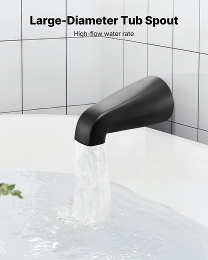 Tub and Shower Faucet Set, Complete with 153 mm Rainfall Shower Head and Bathtub Spout, Single-Spray Single-Handle Tub Trim Kit with 304 Stainless Steel Valve Trim for Bathrooms, Matte Black