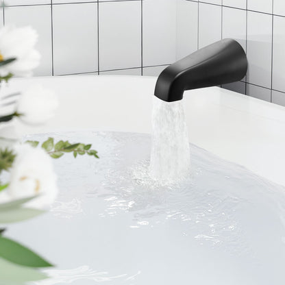 Tub and Shower Faucet Set, Complete with 153 mm Rainfall Shower Head and Bathtub Spout, Single-Spray Single-Handle Tub Trim Kit with 304 Stainless Steel Valve Trim for Bathrooms, Matte Black