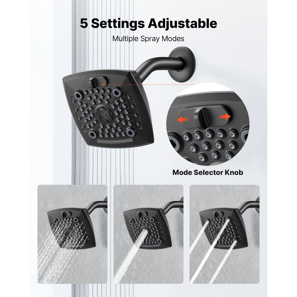 Tub and Shower Faucet Set Bathtub Faucet Package Valve 5 Setting Black