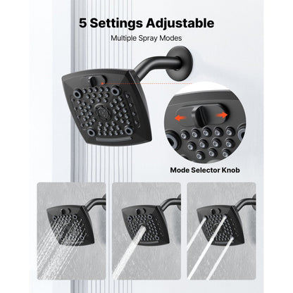 Tub and Shower Faucet Set Bathtub Faucet Package Valve 5 Setting Black