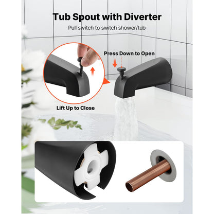 Tub and Shower Faucet Set Bathtub Faucet Package Valve 5 Setting Black