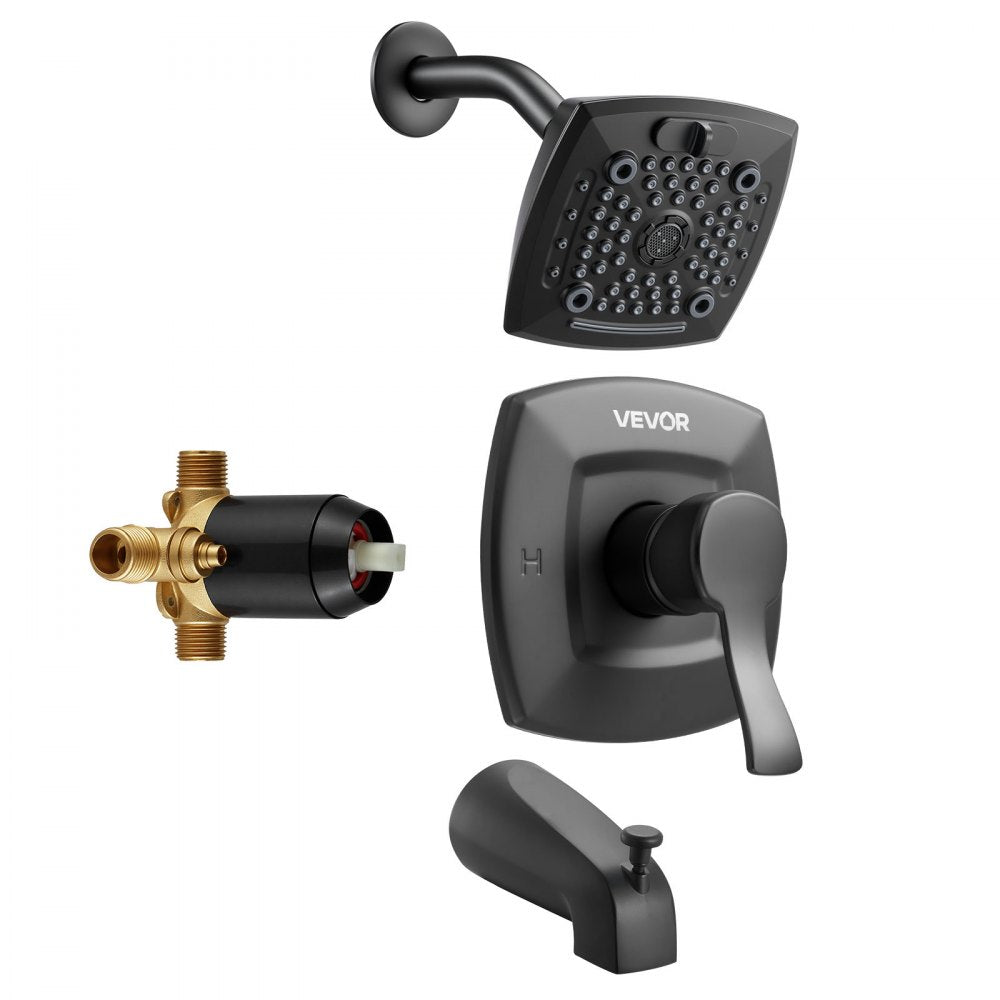 Tub and Shower Faucet Set Bathtub Faucet Package Valve 5 Setting Black