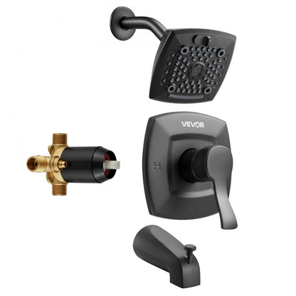 Tub and Shower Faucet Set Bathtub Faucet Package Valve 5 Setting Black