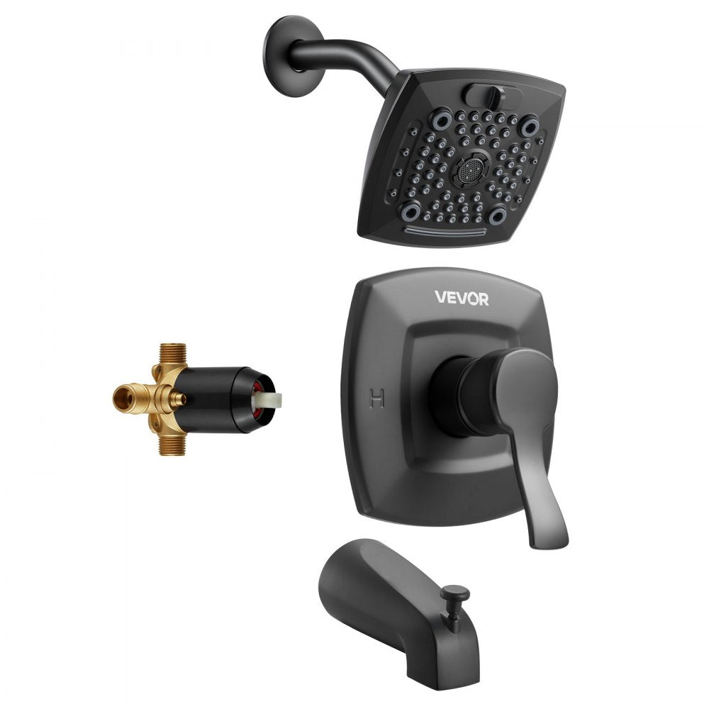 Tub and Shower Faucet Set Bathtub Faucet Package Valve 5 Setting Black
