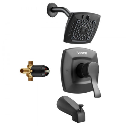Tub and Shower Faucet Set Bathtub Faucet Package Valve 5 Setting Black