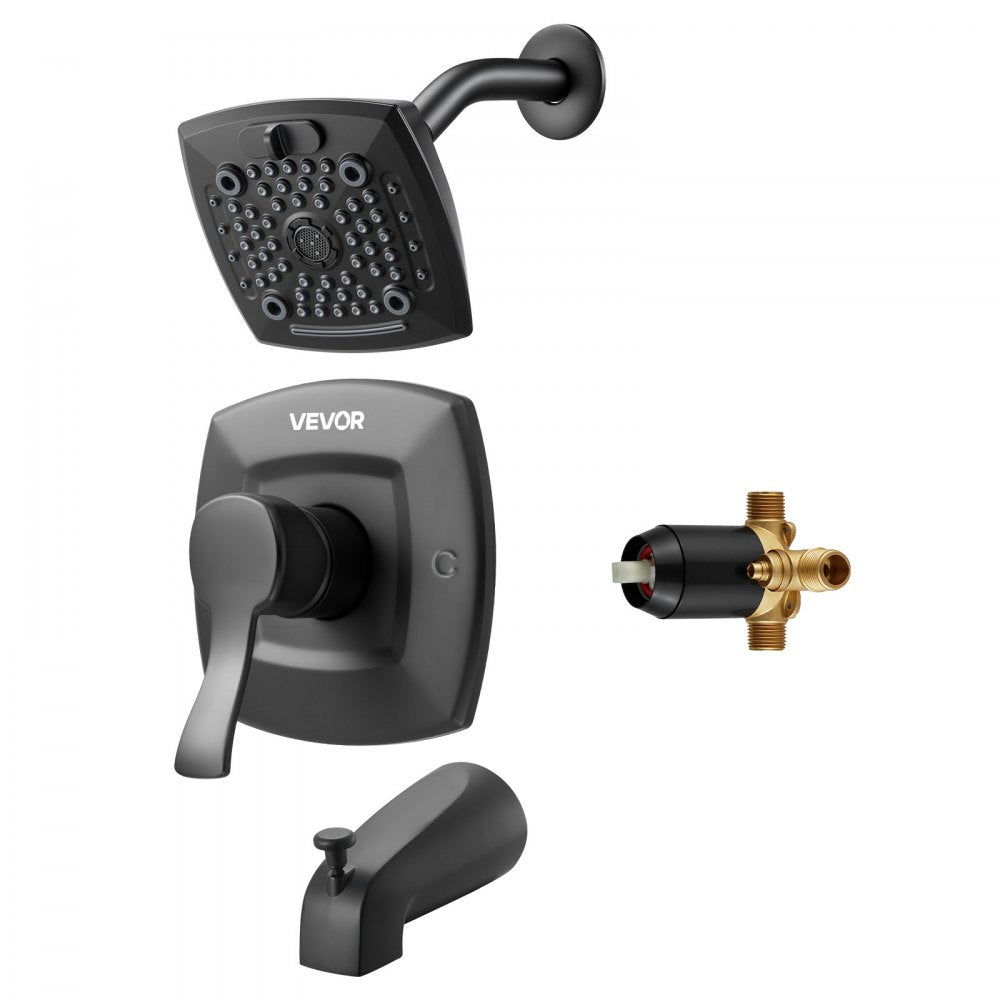 Tub and Shower Faucet Set Bathtub Faucet Package Valve 5 Setting Black