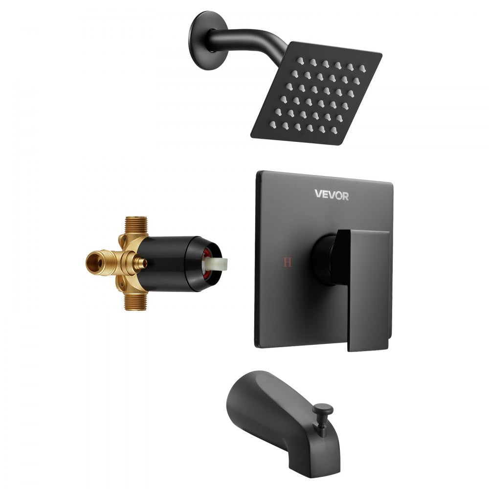 Tub and Shower Faucet Set Bathtub Faucet Package with Valve 101.6 mm Black