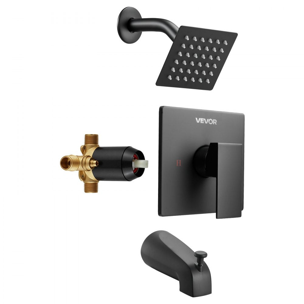 Tub and Shower Faucet Set Bathtub Faucet Package with Valve 101.6 mm Black