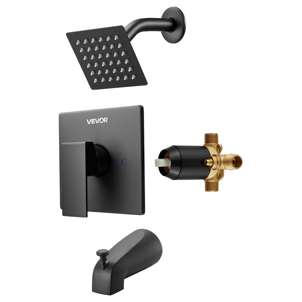 Tub and Shower Faucet Set Bathtub Faucet Package with Valve 101.6 mm Black