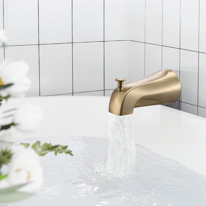 Tub and Shower Faucet Set, Complete with 127 mm Rainfall Shower Head and Bathtub Spout, 8-Setting Adjustable Spray, Single-Handle Tub Trim Kit with Brass Pressure Balancing Valve, Gold Finish