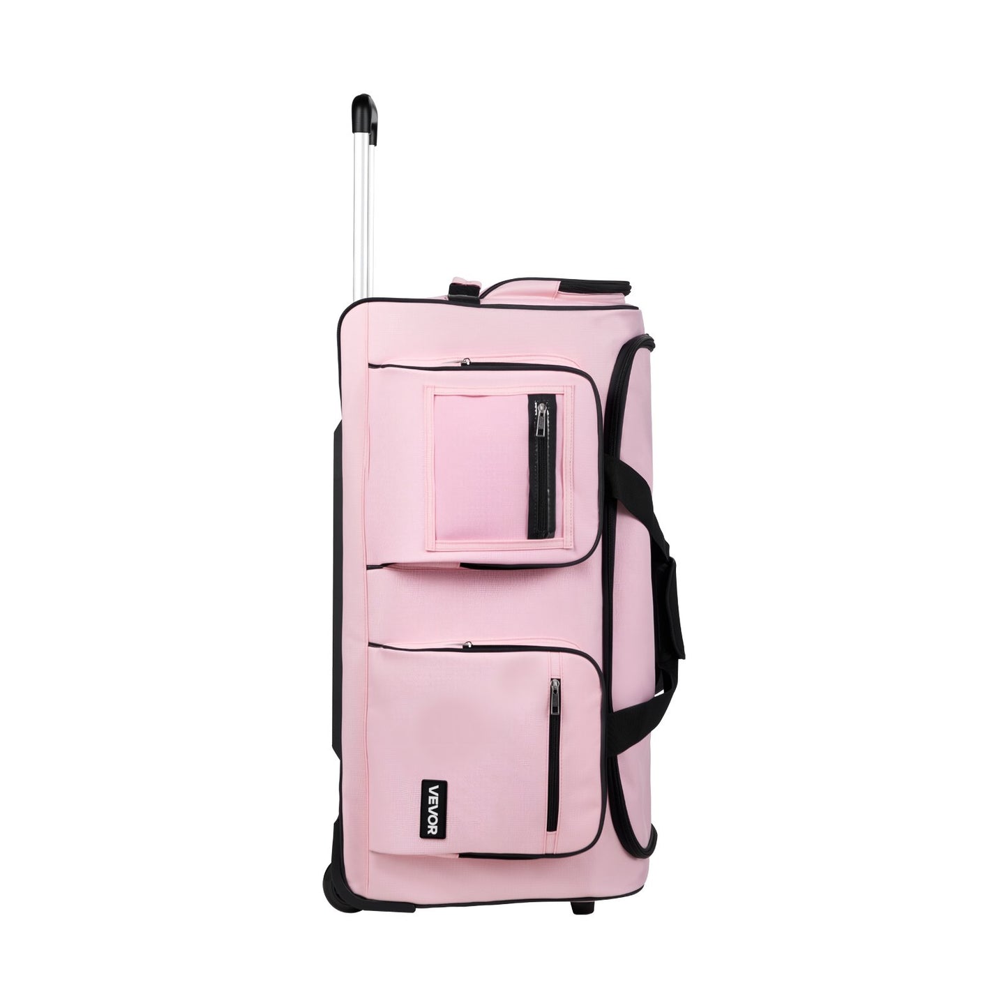 Dance Bag with Garment Rack, 736.6 mm Rolling Dance Duffel, with Wheels, USB Port, Height Adjustable Clothes Rack, Privacy Protection Curtain, Ideal for Travel and Competitions, Matte Pink
