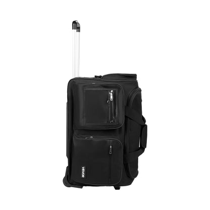 Dance Bag with Garment Rack, 584.2 mm Rolling Dance Duffel, with Wheels, USB Port, Height Adjustable Clothes Rack, Privacy Protection Curtain, Ideal for Travel and Competitions, Matte Black