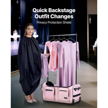 VEVOR 29 Inch Dance Bag with Garment Rack Rolling Dance Duffle for Travel Pink