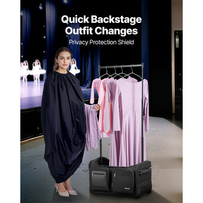 VEVOR 23 Inch Dance Bag with Garment Rack Rolling Dance Duffle for Travel Black