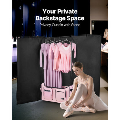 VEVOR 29 Inch Dance Bag with Garment Rack Rolling Duffle with Curtain Matte Pink